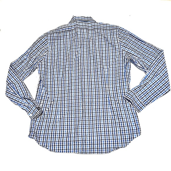 Express Fitted Button Front Blue and White Plaid Shirt Men's XL - Picture 3 of 6